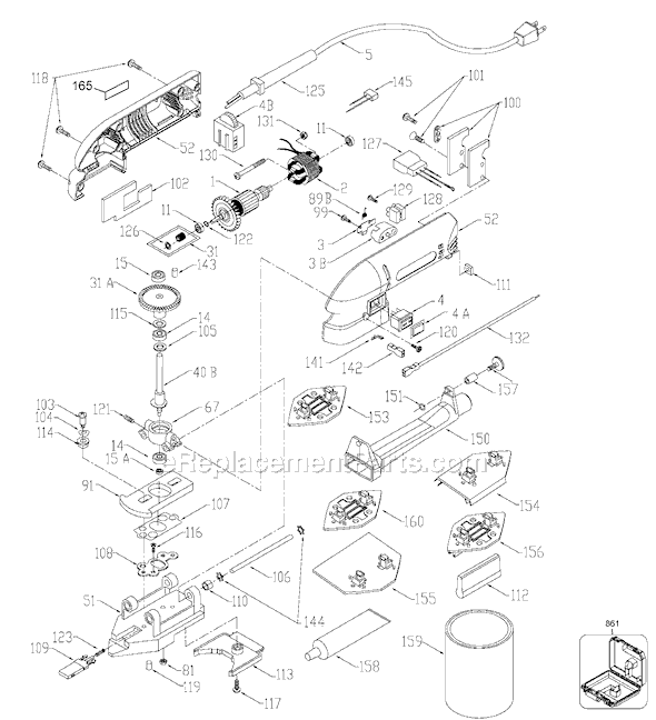 Page A Diagram and Parts List for J-444 Type 1 Porter Cable Sander Polisher